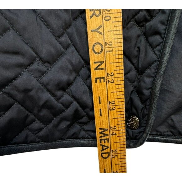 Cole Haan Womens Quilted Jacket Thermore Insulated Lamb Skin Trim Size S Black - Picture 7 of 13